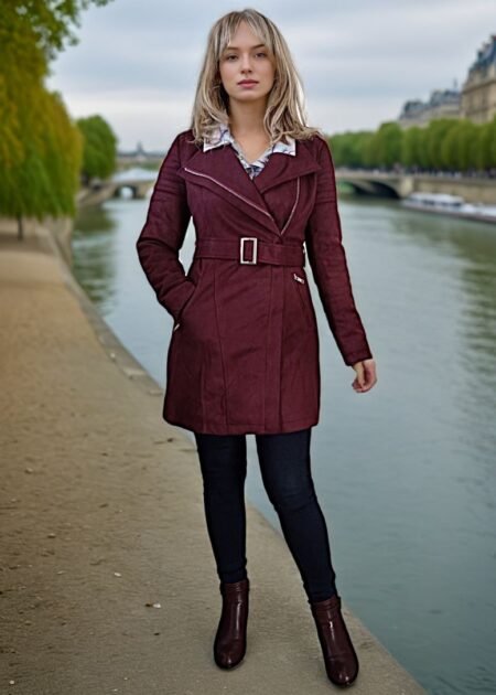 Manteau Femme Élégant Bordeaux