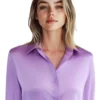 Chemisier aspect soie mauve uni-vue modèle