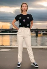 Pantalon à pinces style costume beige-modèle face