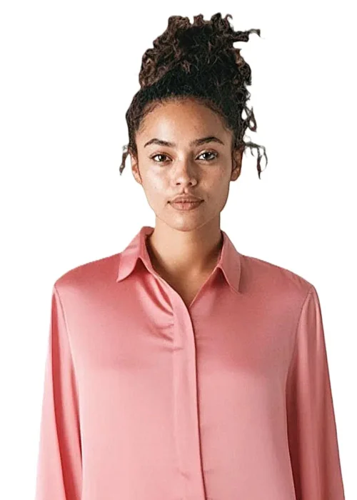 Chemisier style soie corail uni