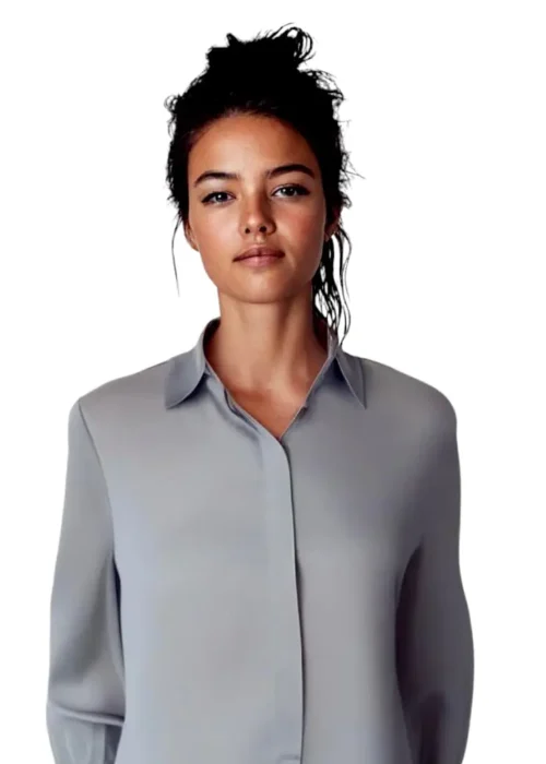 Chemisier style soie gris souris-modèle