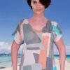 ee-Shirt femme Manches Courtes Imprimé Graphique Kaki et Orange