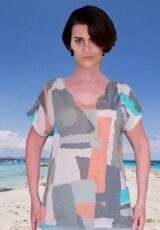 ee-Shirt femme Manches Courtes Imprimé Graphique Kaki et Orange