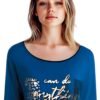 Tee-shirt long ML bleu dur