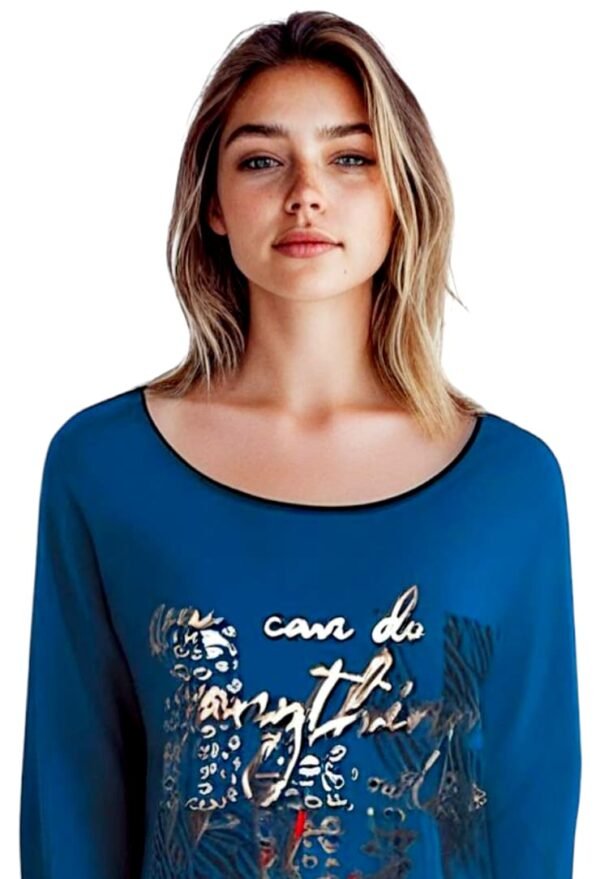 Tee-shirt long ML bleu dur