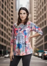 Tee-shirt long impression Picasso-modèle face