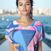 Tee-shirt manches courtes impression graphique bleue et rose