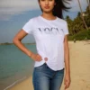 Tee-shirt style Vogue blanc coupe fantaisie-modèle