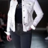 Blouson en Jean Blanc Cassé avec Empiècements Dentelle - Zac & Zoe