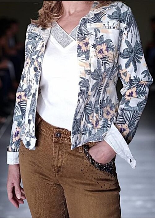 Blouson en jean imprimé réversible-modèle face