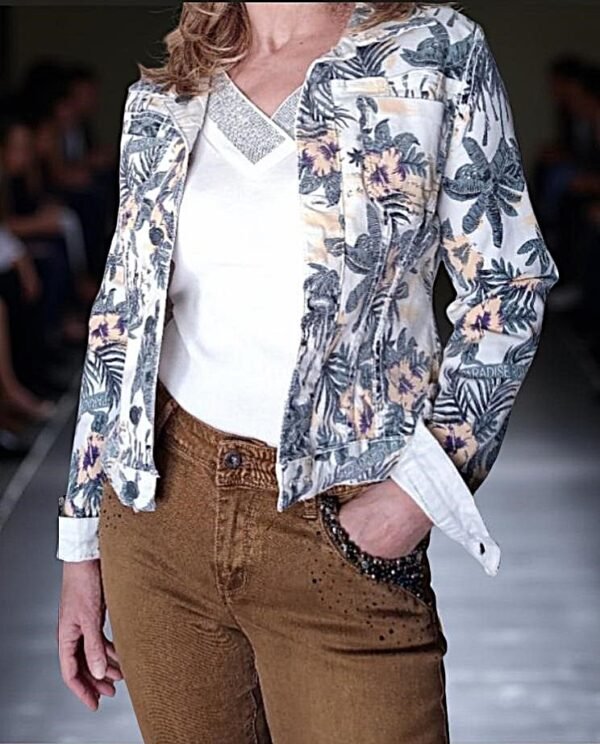 Blouson en jean imprimé réversible-modèle face