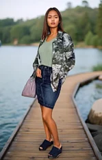 Chemisier Femme Imprimé Abstrait Vert & Bleu Dur - Coupe Classique-modèle