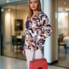 Chemisier classique imprimé orange et marine-modèle profil