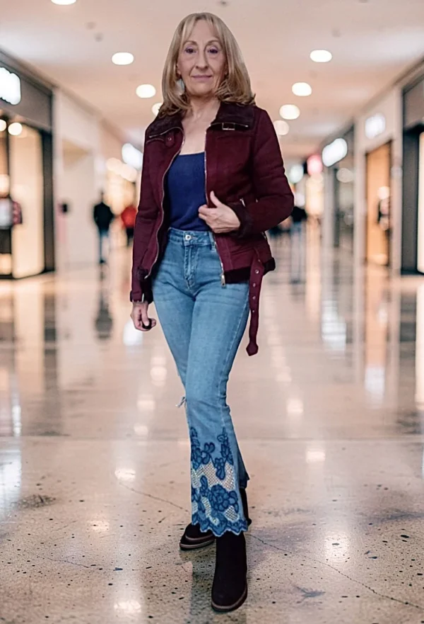 Blouson Aviateur Femme en Suédine Bordeaux – Doublé et Chaud